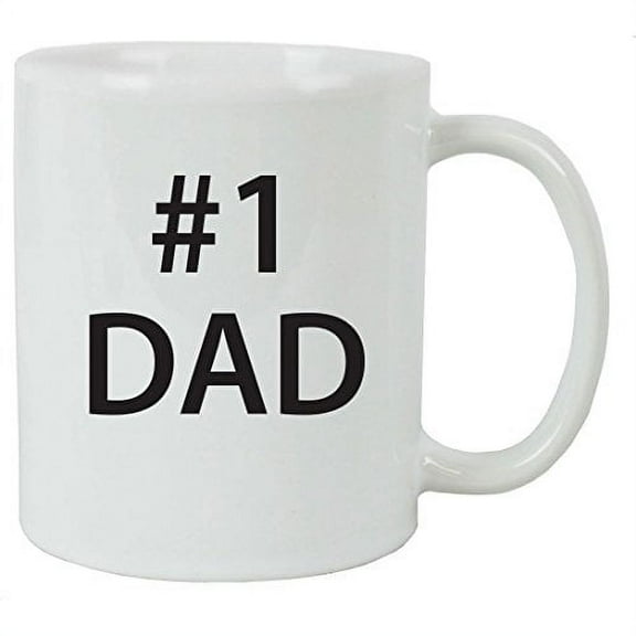 #1 Dad 11 oz White Ceramic Coffee Mug with Gift Box - Great Gift for Father's Day, Birthday, or Christmas Gift for Dad, Grandpa, Grandfather, Papa, Husband