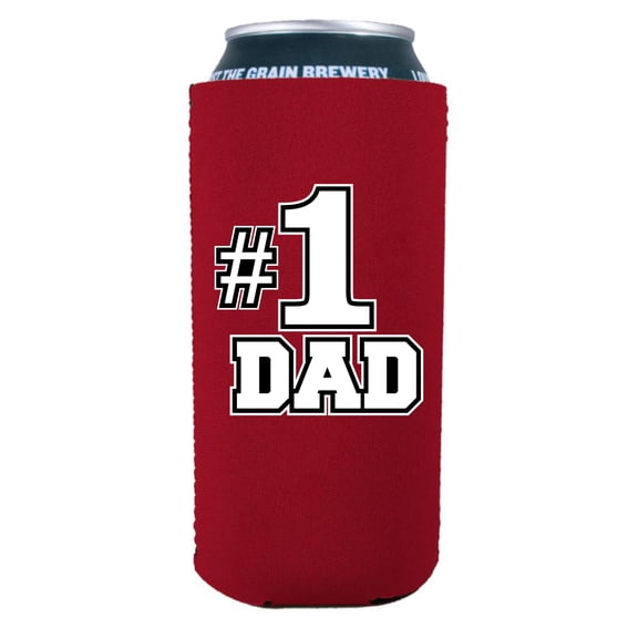 #1 Dad 16 oz. Can Coolie (Red)