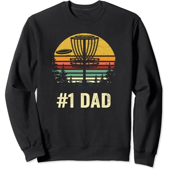#1 Dad Disc Golf Gift Number One Father Frisbee Unisex Crewneck Sweatshirt