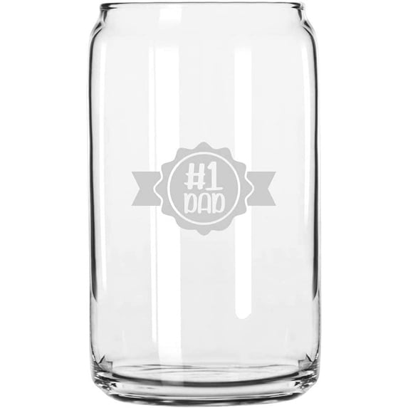 #1 Dad Father's Day Etched 16oz Libbey Can Glass
