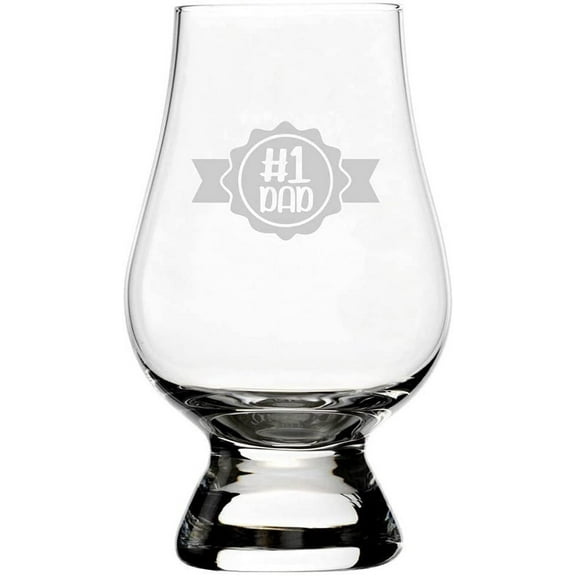 #1 Dad Father's Day Etched 6.5oz Glencairn Whisky Glass