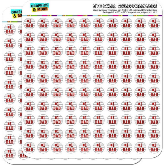 #1 Dad Number One Father 200 1/2" (0.5") Planner Calendar Scrapbooking Crafting Stickers