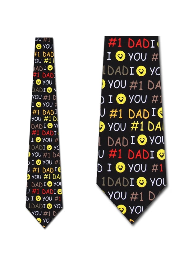#1 Dad Smiley Necktie Mens Tie
