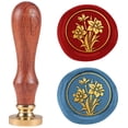 thumbnail image 1 of 1 Daffodil Wax Seal Stamp Retro Sealing Stamps Removable Brass Head Seal Stamp with Wooden Handle Sealing Wax for Envelope Greeting Card Letter Wedding Invitations Gift Wrapping Decor, 1 of 9