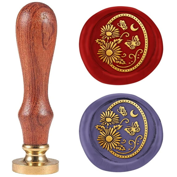 1" Daisy Butterfly Wax Seal Stamp Retro Sealing Stamps Removable Brass Head Seal Stamp with Wooden Handle Sealing Wax for DIY Envelope Greeting Card Wedding Invitations Gift Wrapping Decor