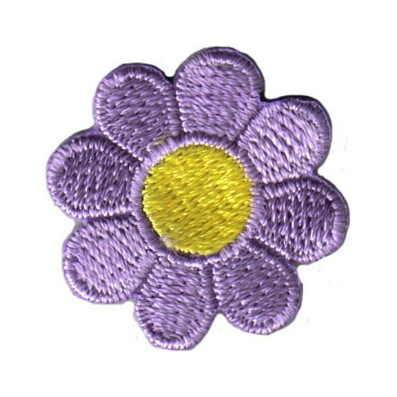 1" Daisy Lavender Petals Yellow Center Patch Flower Embroidered Iron On Applique