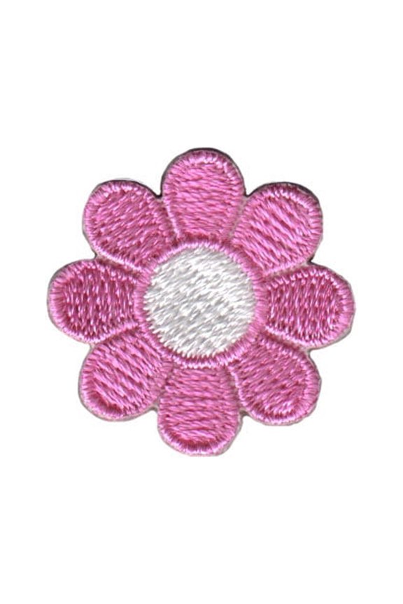 1" Daisy Pink Petals White Center Patch Flower Cute Embroidered Iron On Applique