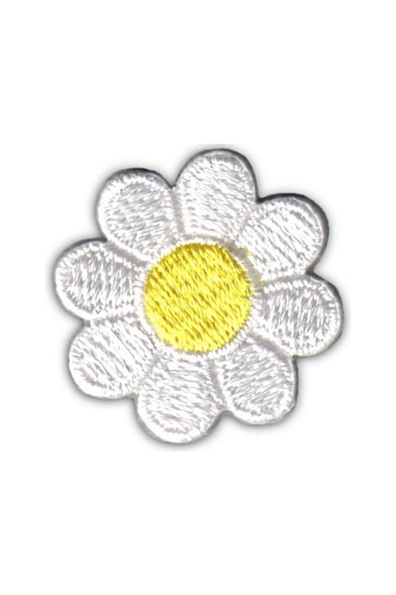 1" Daisy White Petals Yellow Center Patch Flower Embroidered Iron On Applique