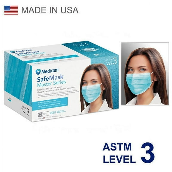 1 Day Handling Disposable Medicom SafeMask Master Series Earloop Mask 50 pcs ASTM Level 3 Made in USA
