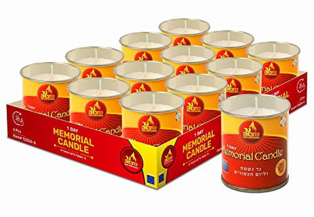 1 Day Yahrzeit Candle 12 Pack 24 Hour Kosher Yahrzeit Memorial And Yom Kippur Candle In Tin