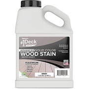 #1 Deck Premium Advanced Solid Color Outdoor Wood Stain and Sealer in One   Water Based Sealant for Wood Decks, Fences, Siding - 1 Gal - Made in USA - Gray