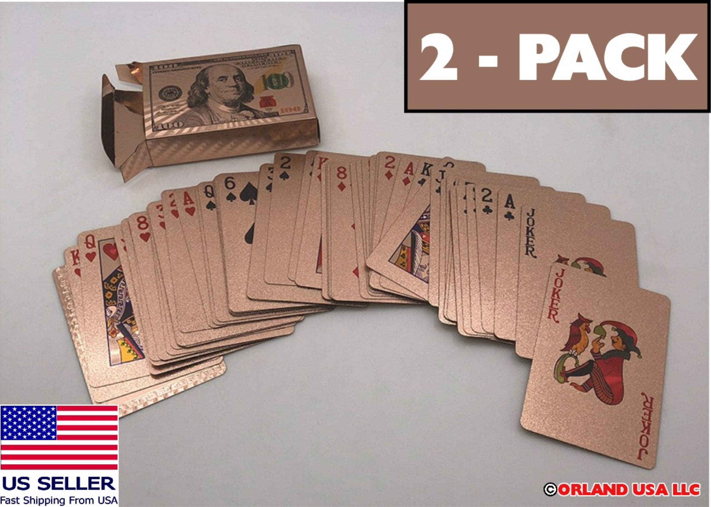 1 Decks Luxury 24K Rose Gold Foil Poker Playing Cards Waterproof Plastic Set Gift