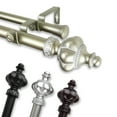 thumbnail image 1 of 1" Dia Adjustable 170"-240" Double Curtain Rod with Gerald Finials - Light Gold,(100-10-1603-D), 1 of 3