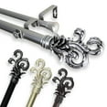 thumbnail image 1 of 1" Dia Adjustable 170"-240" Double Curtain Rod with Jerrick Finials - Satin Nickel,(100-06-1605-D), 1 of 3