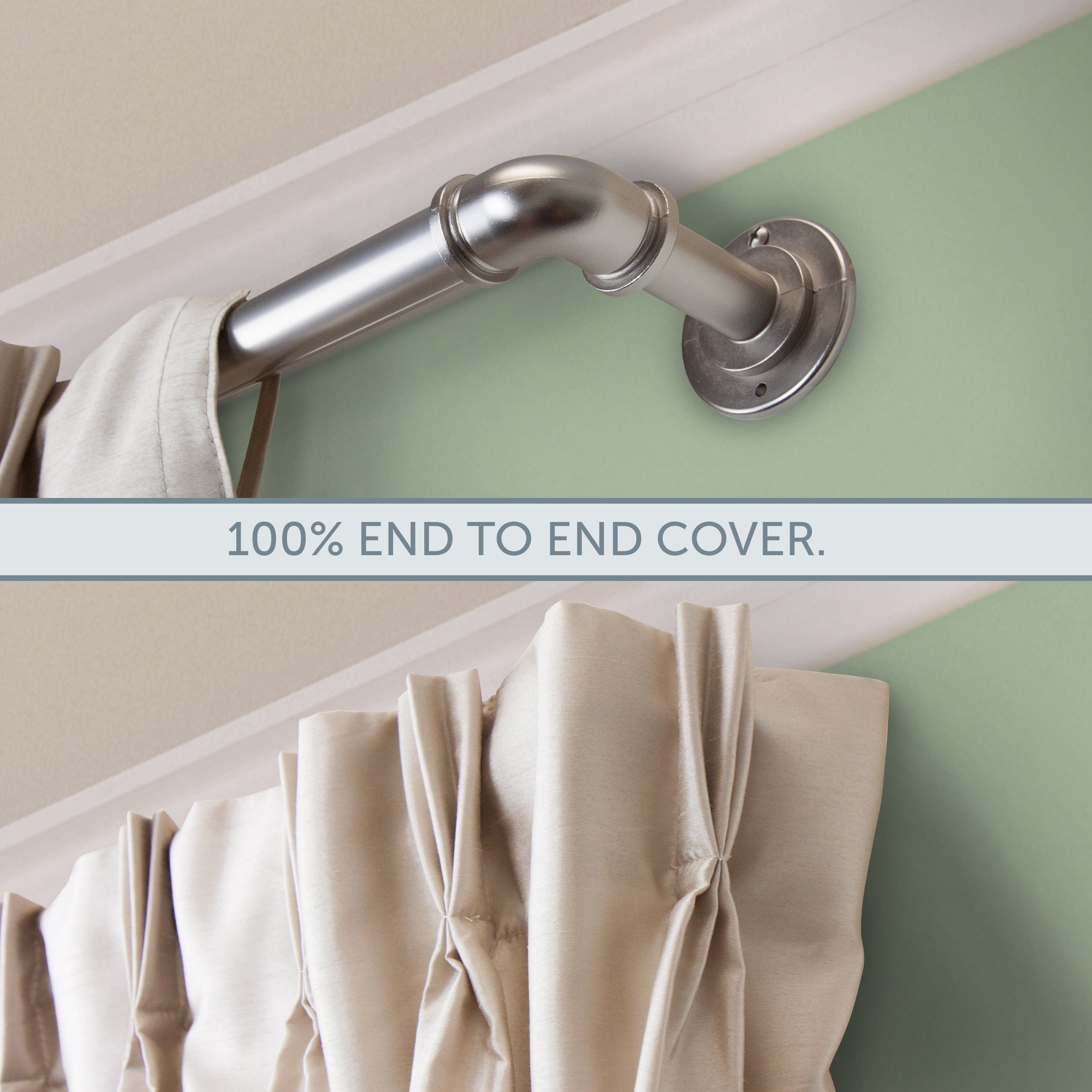 1" Dia Adjustable 28" to 48" Blackout Corner Curtain Rod in Satin Nickel
