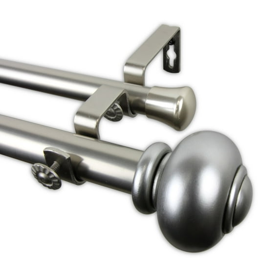 Constantino Double Curtain Rod 1" OD 160-240 inch - Satin Nickel