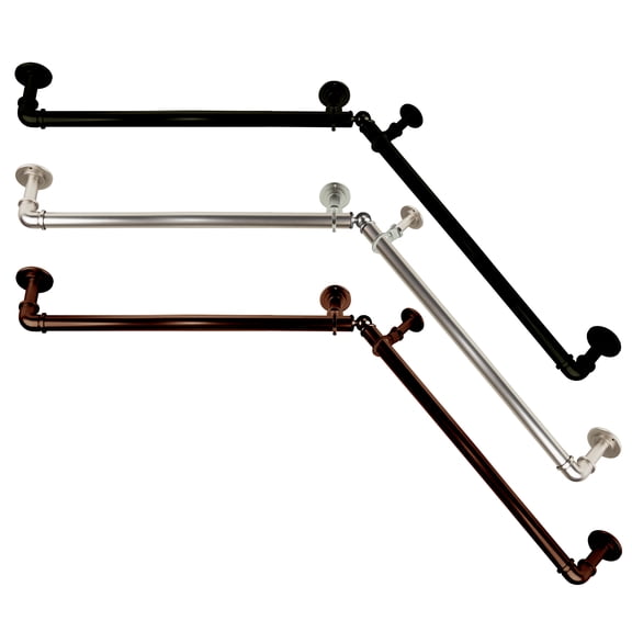 1" Dia Adjustable 48" to 84" Blackout Corner Curtain Rod in Black,(BOTCR-482)