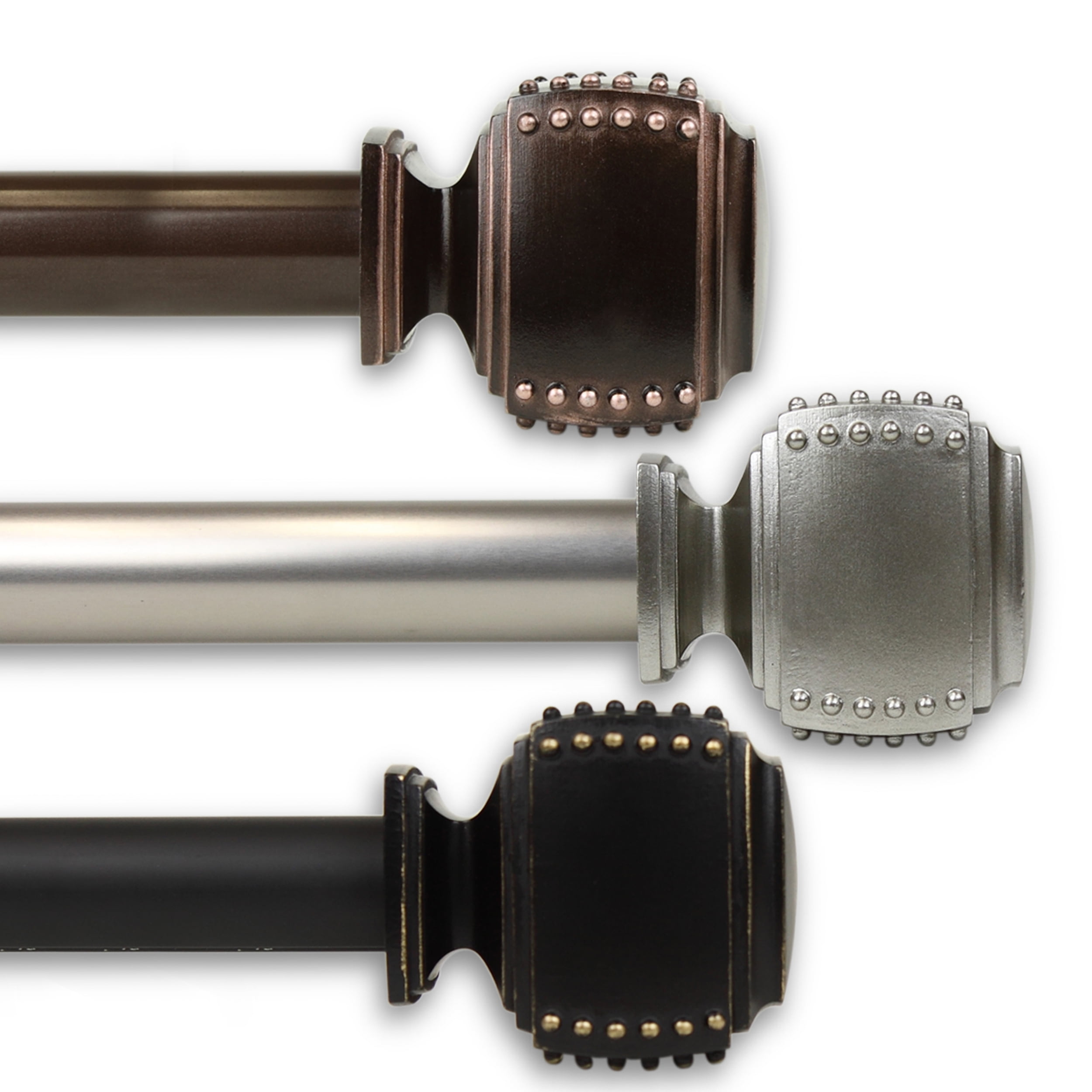 1" Dia Adjustable Aiken Curtain Rod 28-48 inch - Satin Nickel