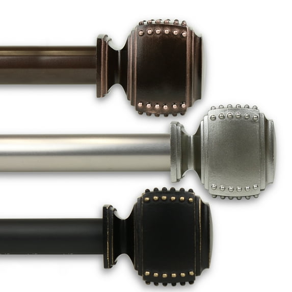 1" Dia Adjustable Aiken Curtain Rod 66-120 inch - Black