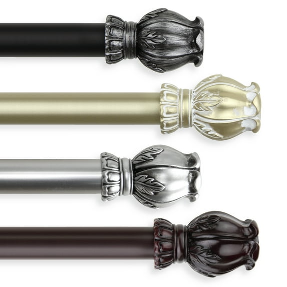 1" Dia Adjustable Bella Curtain Rod 66-120 inch - Black