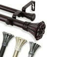 thumbnail image 1 of 1" Dia Adjustable Rosetta Double Curtain Rod 48-84 inch Light Gold, 1 of 1