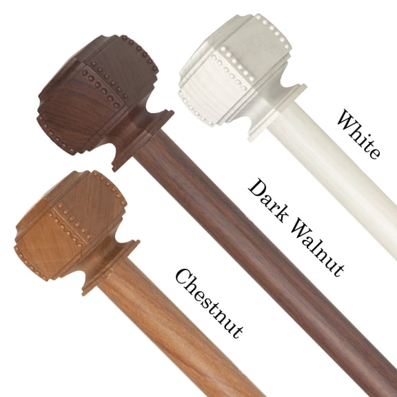 1" Dia Faux Wood Curtain Rod 120-170 inch with Aalam Finials - Chestnut
