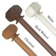 thumbnail image 1 of 1" Dia Faux Wood Curtain Rod 120-170 inch with Aalam Finials - Dark Walnut, 1 of 3