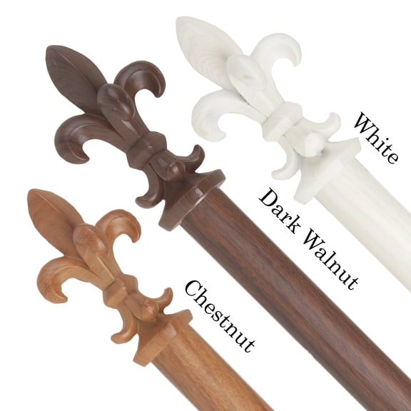 1" Dia Faux Wood Curtain Rod 160-240 inch with Adrean Finials - Chestnut