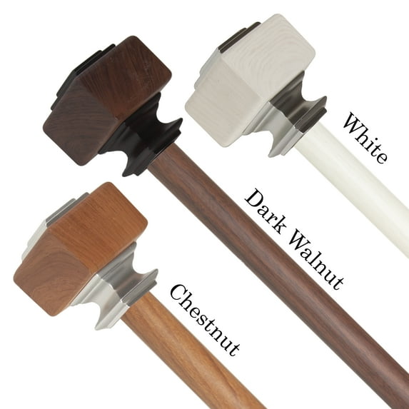 1" Dia Faux Wood Curtain Rod 160-240 inch with Damyanti Finials - Dark Walnut