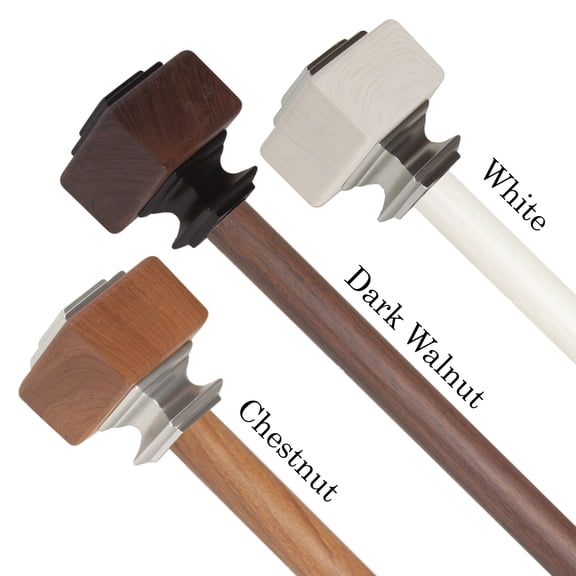 1" Dia Faux Wood Curtain Rod 28-48 inch with Damyanti Finials - Dark Walnut