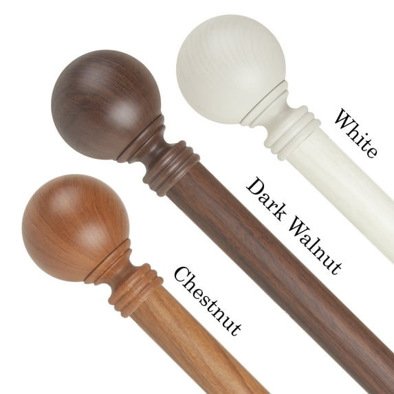 1" Dia Faux Wood Curtain Rod 48-84 inch with Amirah Finials - Chestnut
