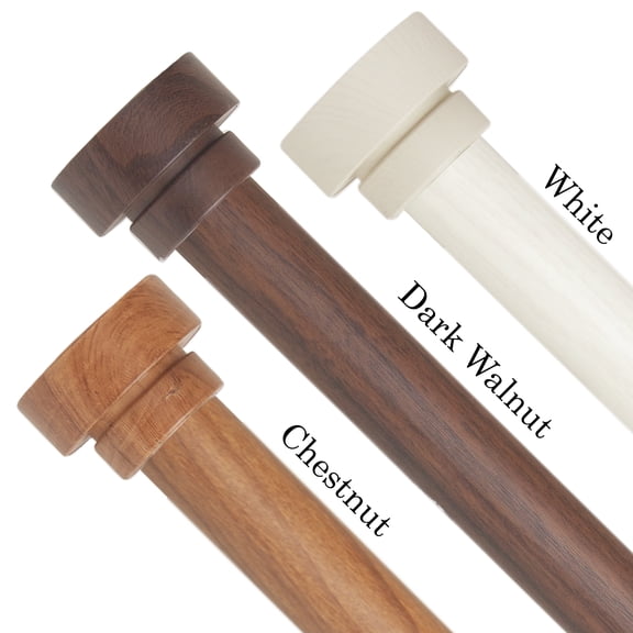 1" Dia Faux Wood Curtain Rod 66-120 inch with Cassiel Finials - Chestnut