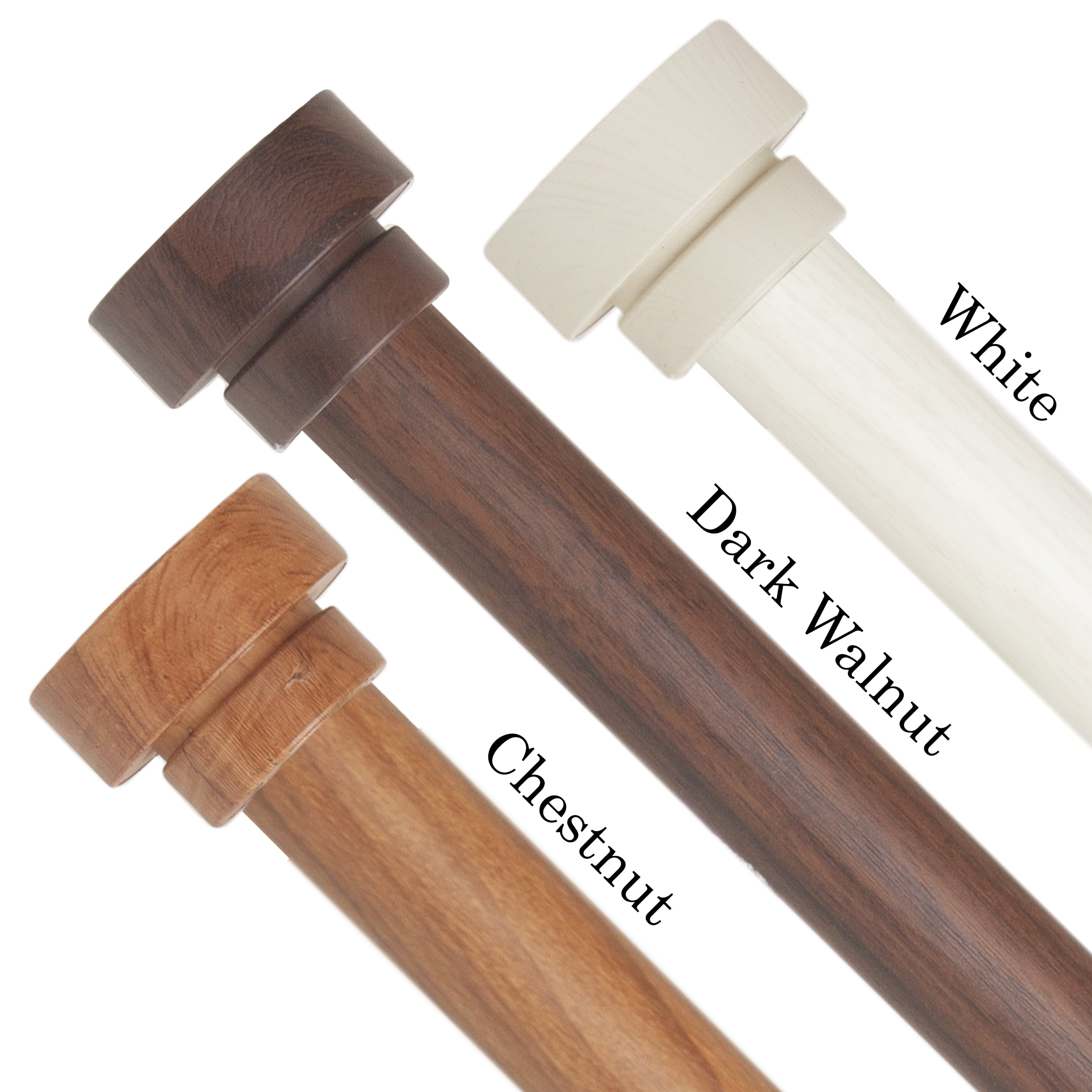 1" Dia Faux Wood Curtain Rod 66-120 inch with Cassiel Finials - Pearl White