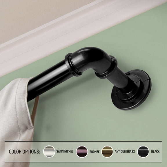 1" Dia Pipe Blackout Curtain Rod 28-48 inch in Black,(BOT100-282)