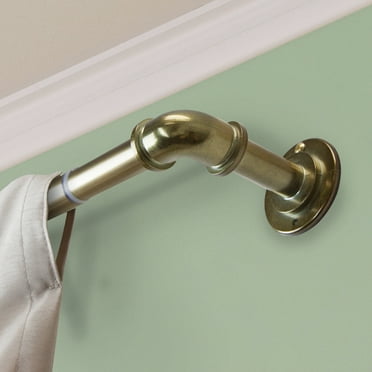 1" Dia Pipe Blackout Curtain Rod 84-120 Inch in Antique Brass (3 Pieces)