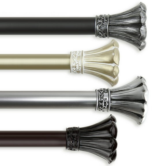 1" Dia Rosetta Curtain Rod 28-48 inch - Black