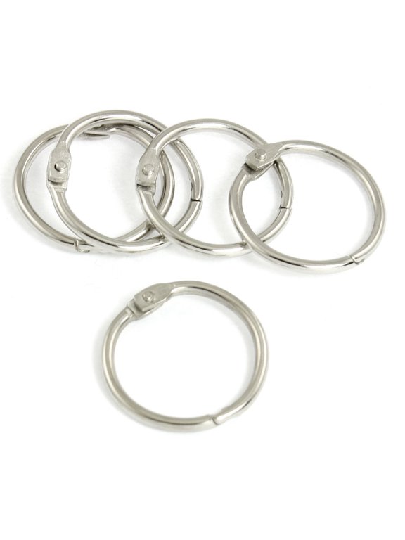 1' Dia Round Shape Silver Tone Metal Key Chain Keyring 5 Pcs Keychain