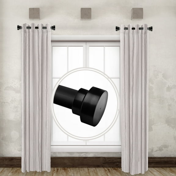 1" Dia Side Curtain Rod Adjustable 12" to 20" (Set of 2) - Black,(SIDE100-2)