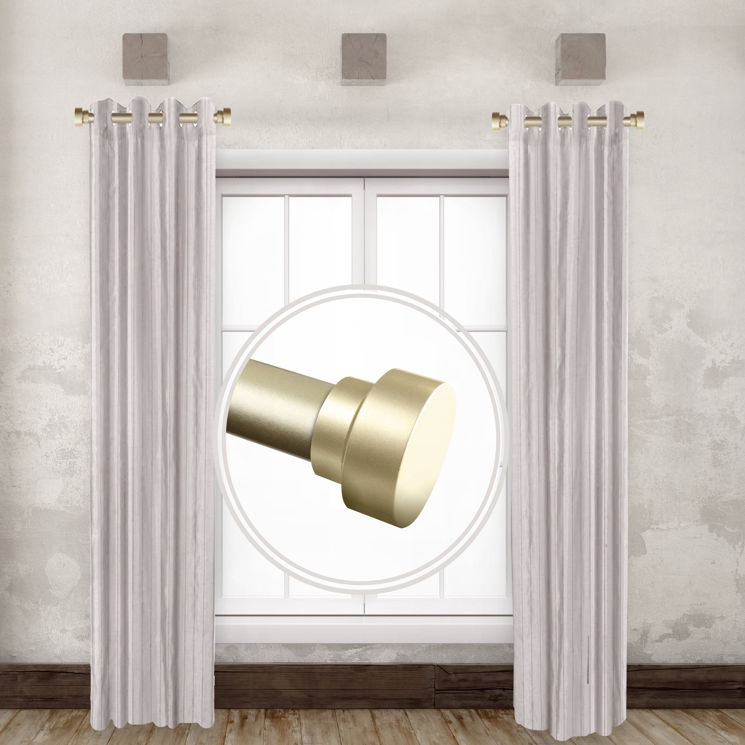 1" Dia Side Curtain Rod Adjustable 12" to 20" (Set of 2) - Gold,(SIDE100-3)