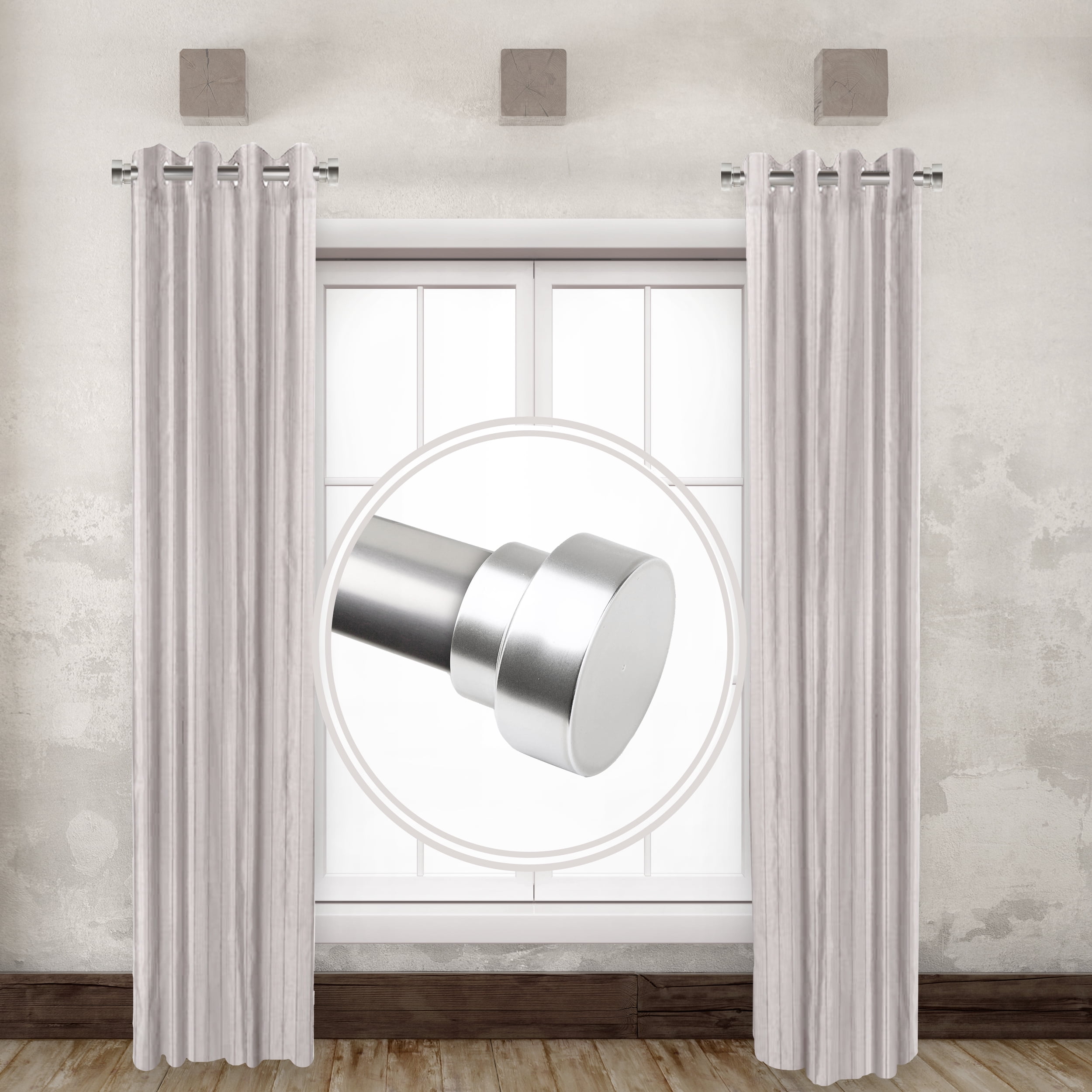 1" Dia Side Curtain Rod Adjustable 12" to 20" (Set of 2) - Satin Nickel,(SIDE100-5)