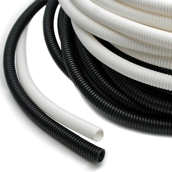 1" Diameter Flame Retardant Non-Split Polypropylene Wire Loom Tubing - Length 50 Feet - Color: Black