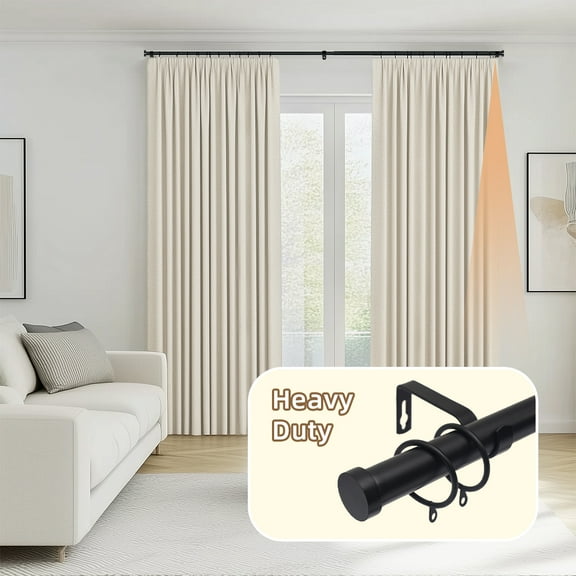 1" Diameter Standard Decorative Window Curtain Rod, Adjustable Curtain Rod for Windows , Acrylic Square Finials ，Black