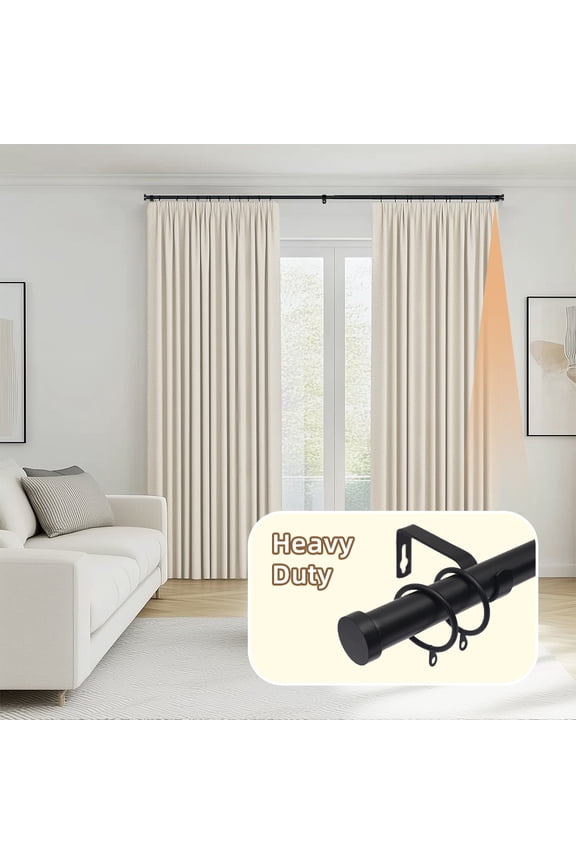 1" Diameter Standard Decorative Window Curtain Rod, Adjustable Curtain Rod for Windows , Acrylic Square Finials ，Black