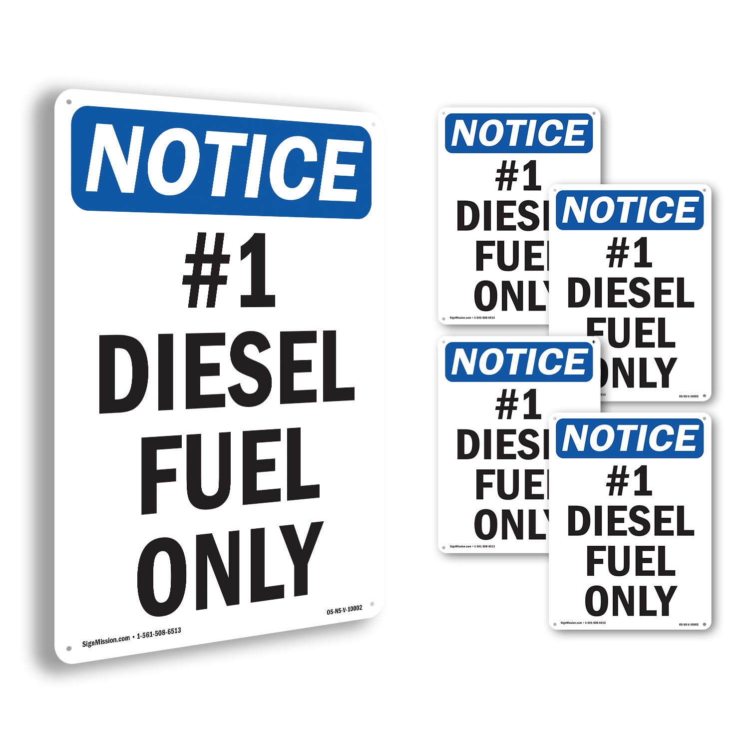 #1 Diesel Fuel Only OSHA Notice Aluminum Sign 10 Inch x 7 Inch - 5 Pack ...