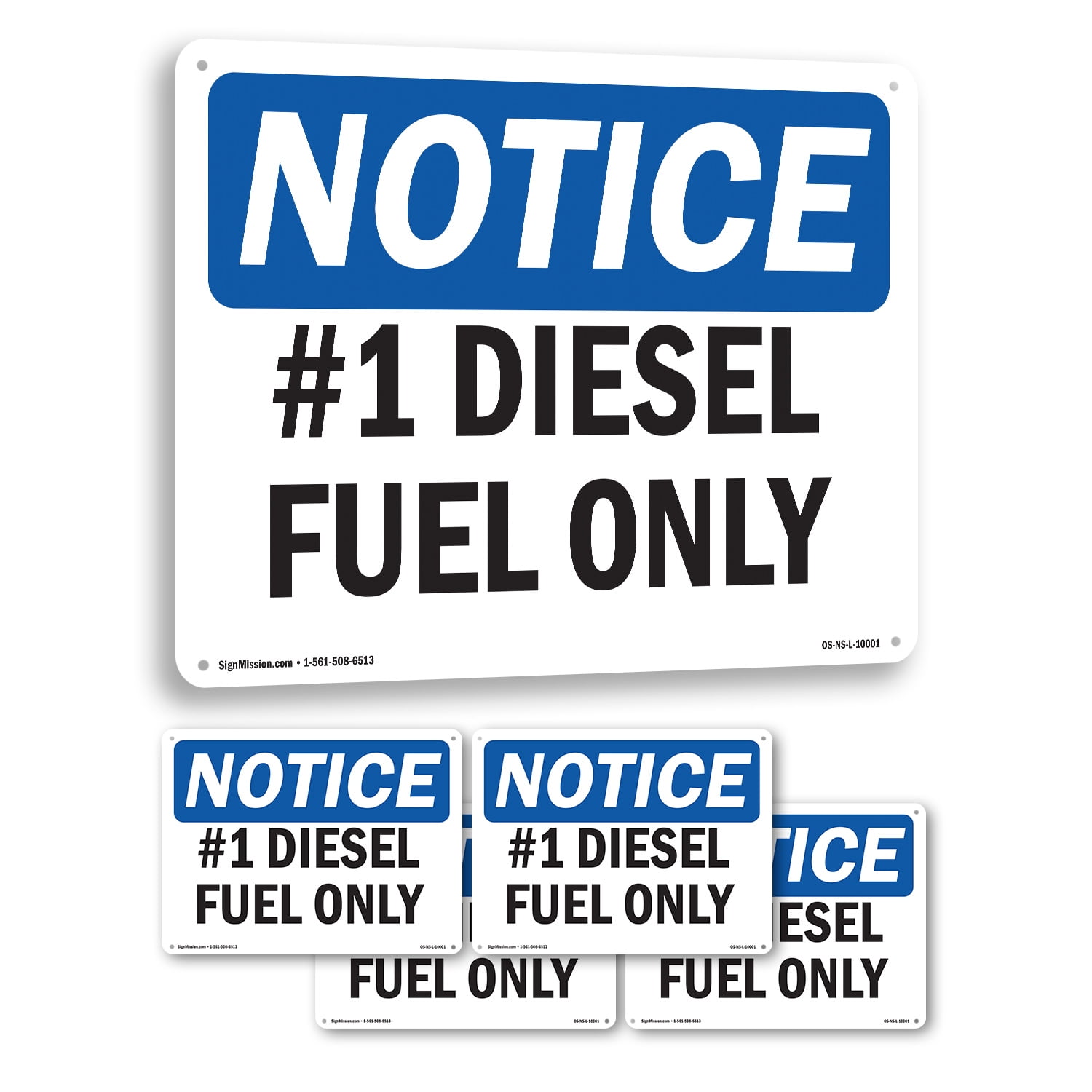 #1 Diesel Fuel Only OSHA Notice Rigid Plastic Sign 18 Inch x 12 Inch ...