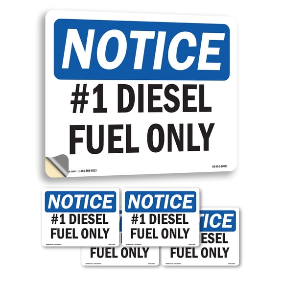 #1 Diesel Fuel Only OSHA Notice Vinyl Decal Label 7 Inch x 5 Inch - 5 Pack