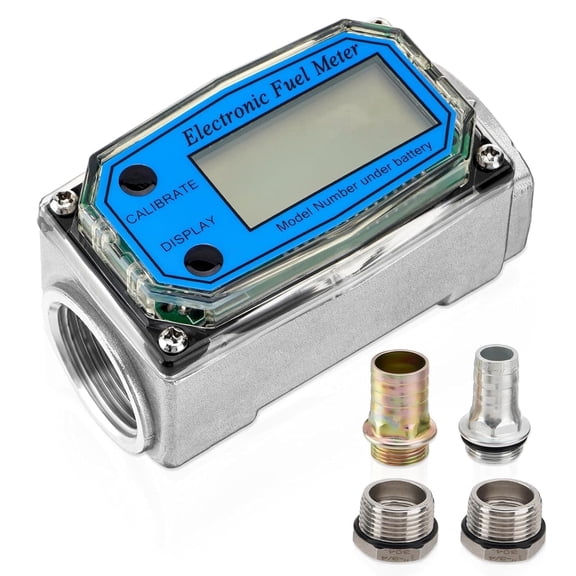 FOUR E's Scientific 1" Digital Turbine Flow Meter, Fuel Flow Meter, Water Flow Meter with LCD Display