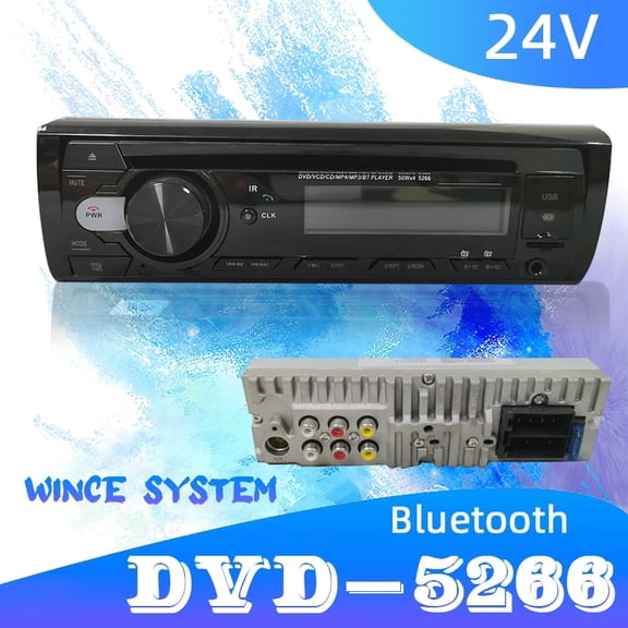 1 Din 24V Car DVD CD Player Car MP3 Stereo Car Handsfree Audio Radio 5266Car Modeling Wireless Remote Control