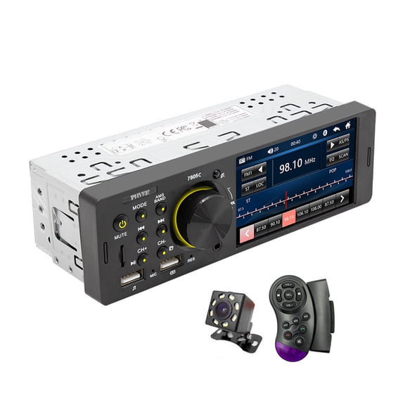1 Din Car Radio with Touch Screen, Bluetooth Handsfree, TF USB Aux, Steering Wheel Remote, 4.1 inch MP5 Player Head Unit 7805C