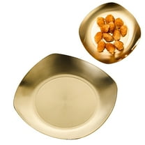 1 Dinner Plate Clearance! Grade 304 Stainless Polished Square Utensil Solid Table Plate Tray Kitchen Golden